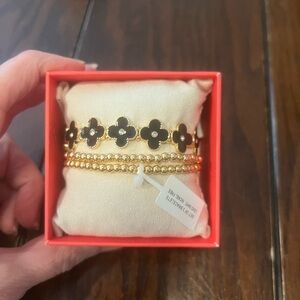 Women’s Set of 3 Separate Gold Tone Stretch Bracelets